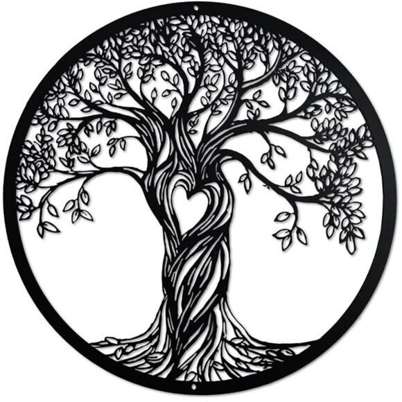 Acopelo Tree of Life Wall Decor Rustic Black Metal Art Sculpture Living Room - Picture 1 of 8